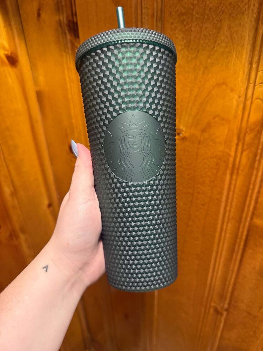 Starbucks 2022 Matte Dark Green Studded Venti Tumbler 24oz